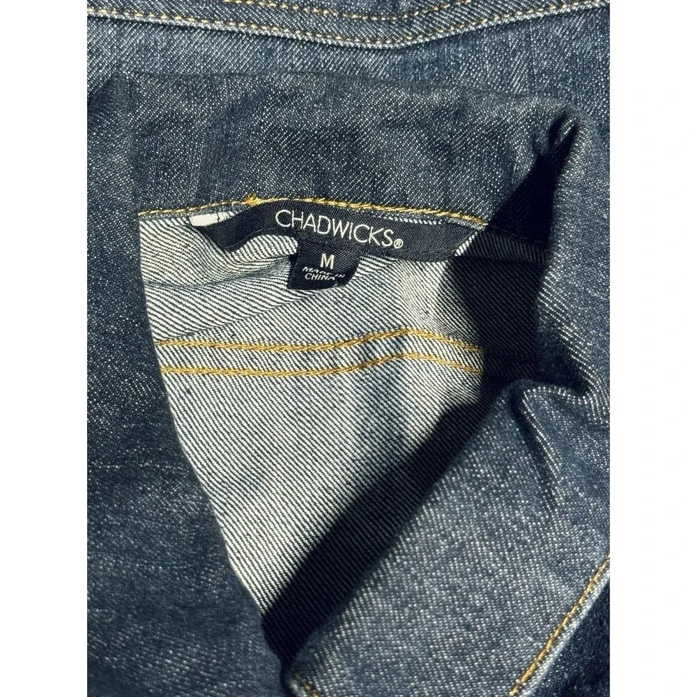 Chadwicks Dark Wash Women's Denim Jean Jacket Medium Button Up w Flap Pockets - Picture 3 of 4